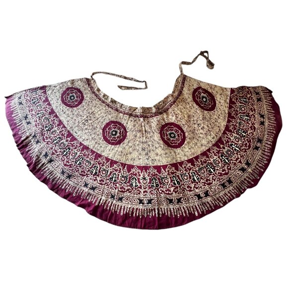 Boho Festival Wrap Skirt Floral Patterns & Adjustable Ties 100% India Cotton VTG - Picture 2 of 12